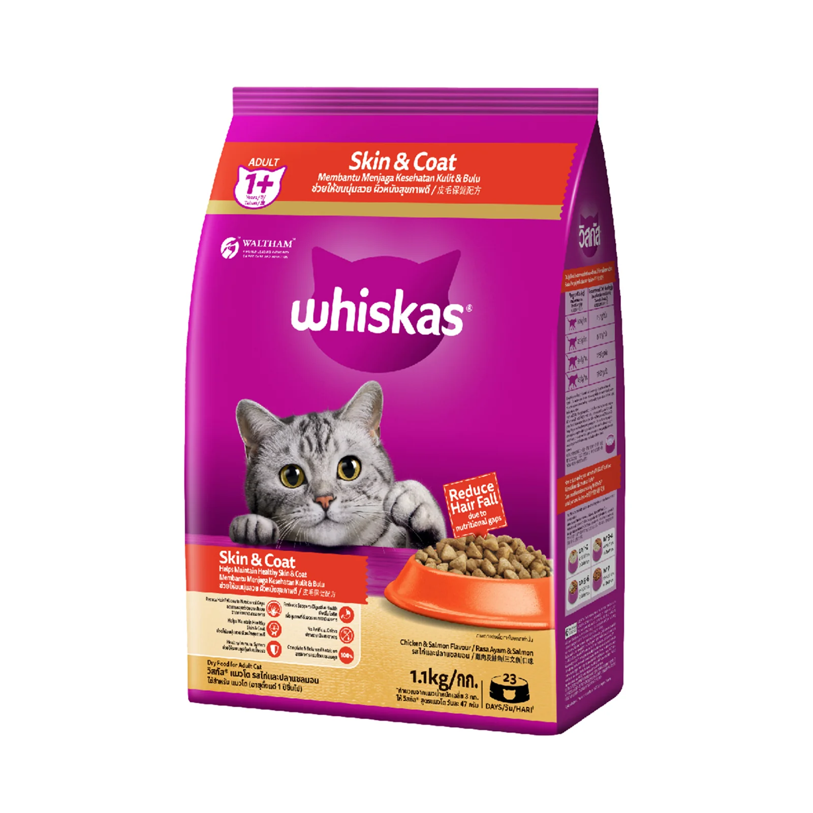 Whiskas Adult Years 1+ Skin & Coat (Chicken & Salmon Flavour) 1.1kg - Image 2