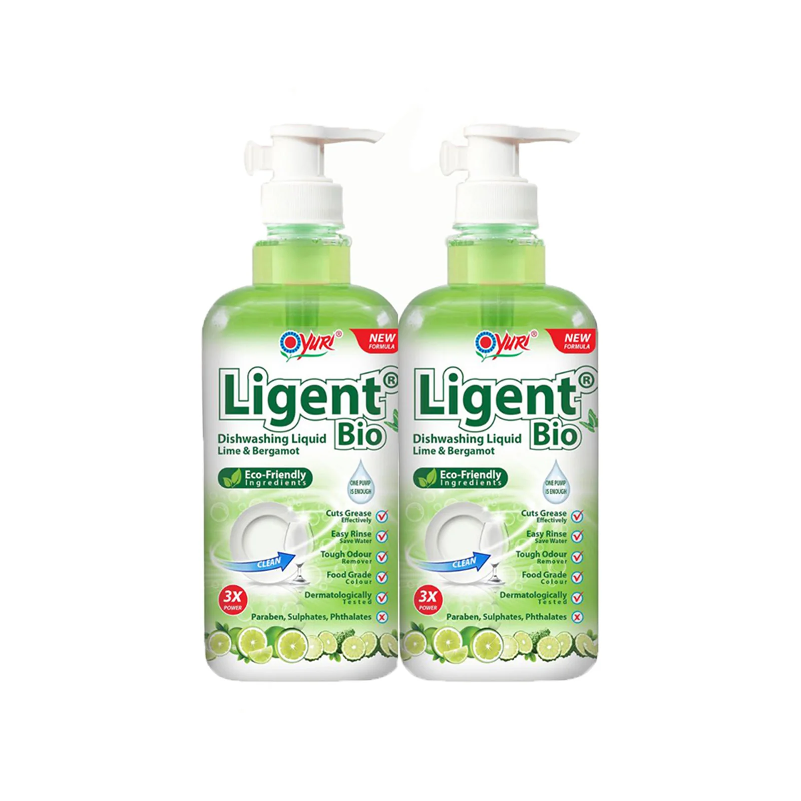 Yuri Ligent Anti-Bacterial Dishwashing Detergent Lime 1L x 2 - Image 2